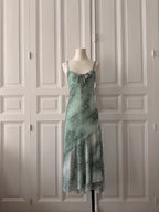 Y2K VINTAGE robe imprimée python bleu Tiffany, designer londonien taille 38