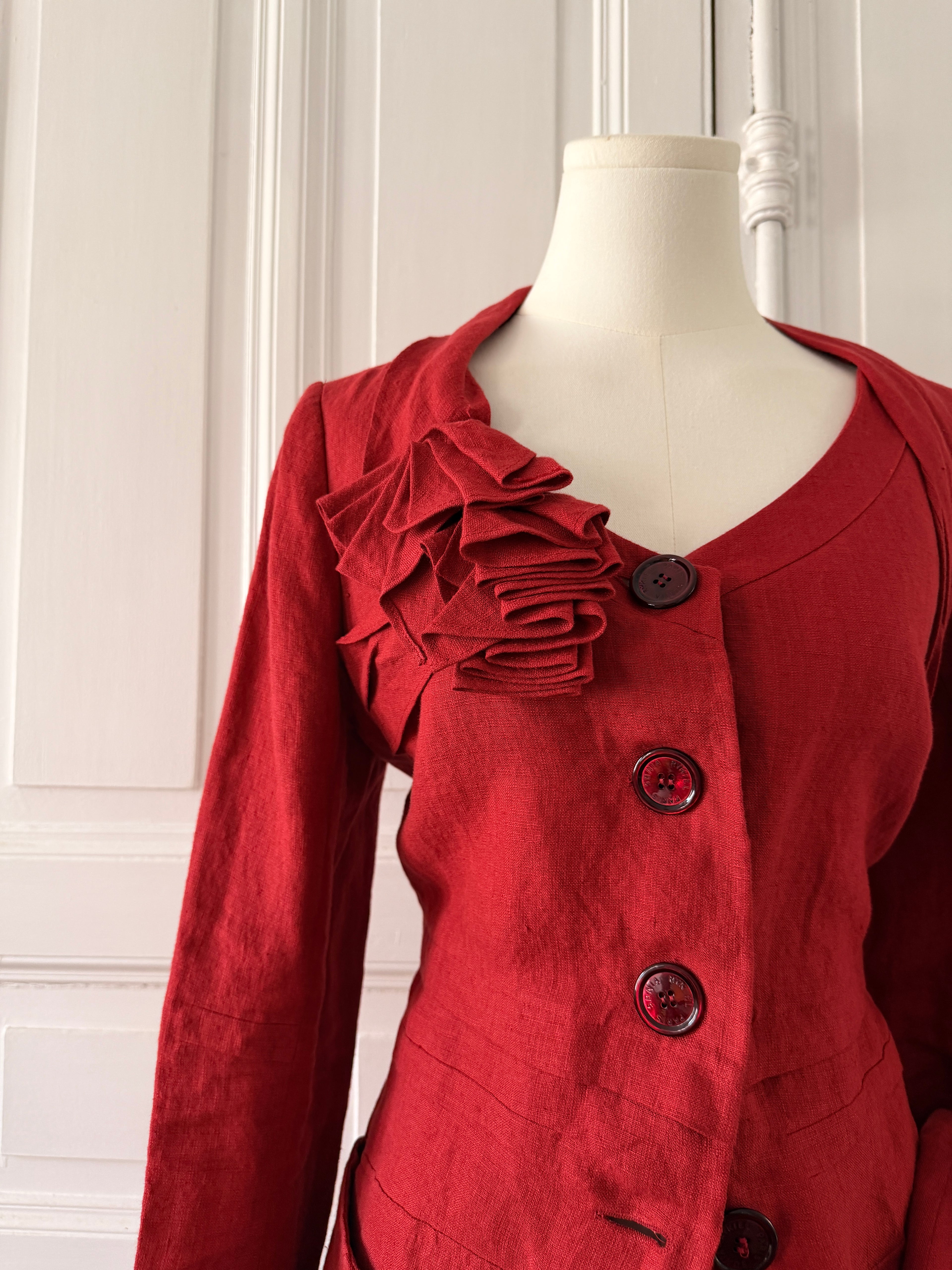 SONIA RYKIEL Veste coquelicot en lin taille 36