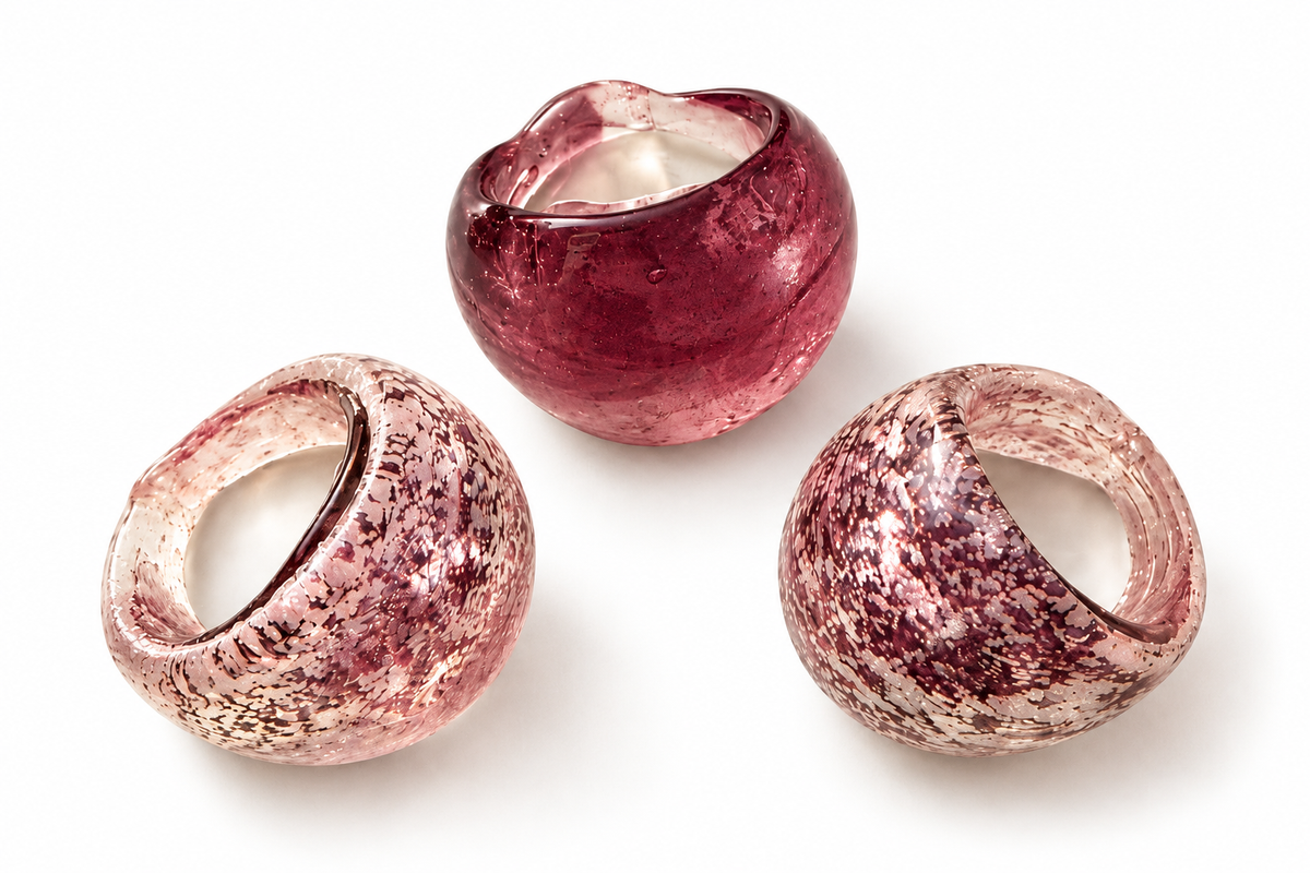 VINTAGE Bagues en verre multicolore