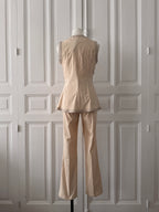 ROMÉO POUR JULIETTE Ensemble tailleur pantalon 2000s beige taille 36