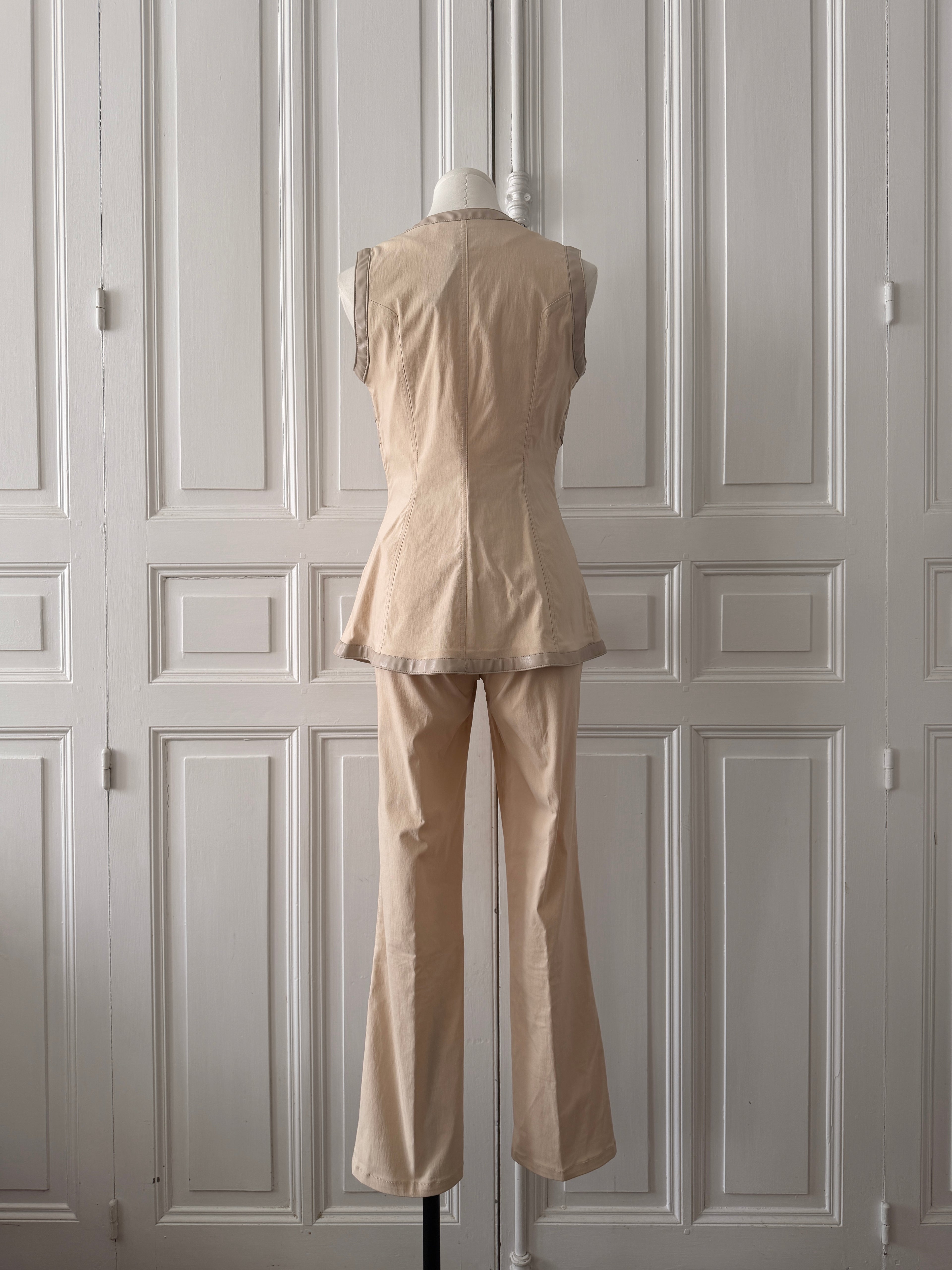 ROMÉO POUR JULIETTE Ensemble tailleur pantalon 2000s beige taille 36