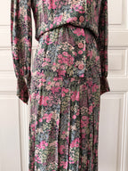 VINTAGE Hand made tailleur jupe imprimé fleuri taille 36/38