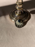 VINTAGE Broche coquillage métal argenté motif œil