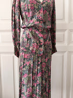 VINTAGE Hand made tailleur jupe imprimé fleuri taille 36/38