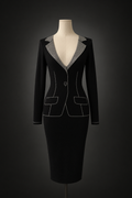 JC DE CASTELBAJAC Robe en laine trompe l’oeil noire et argenté taille 34