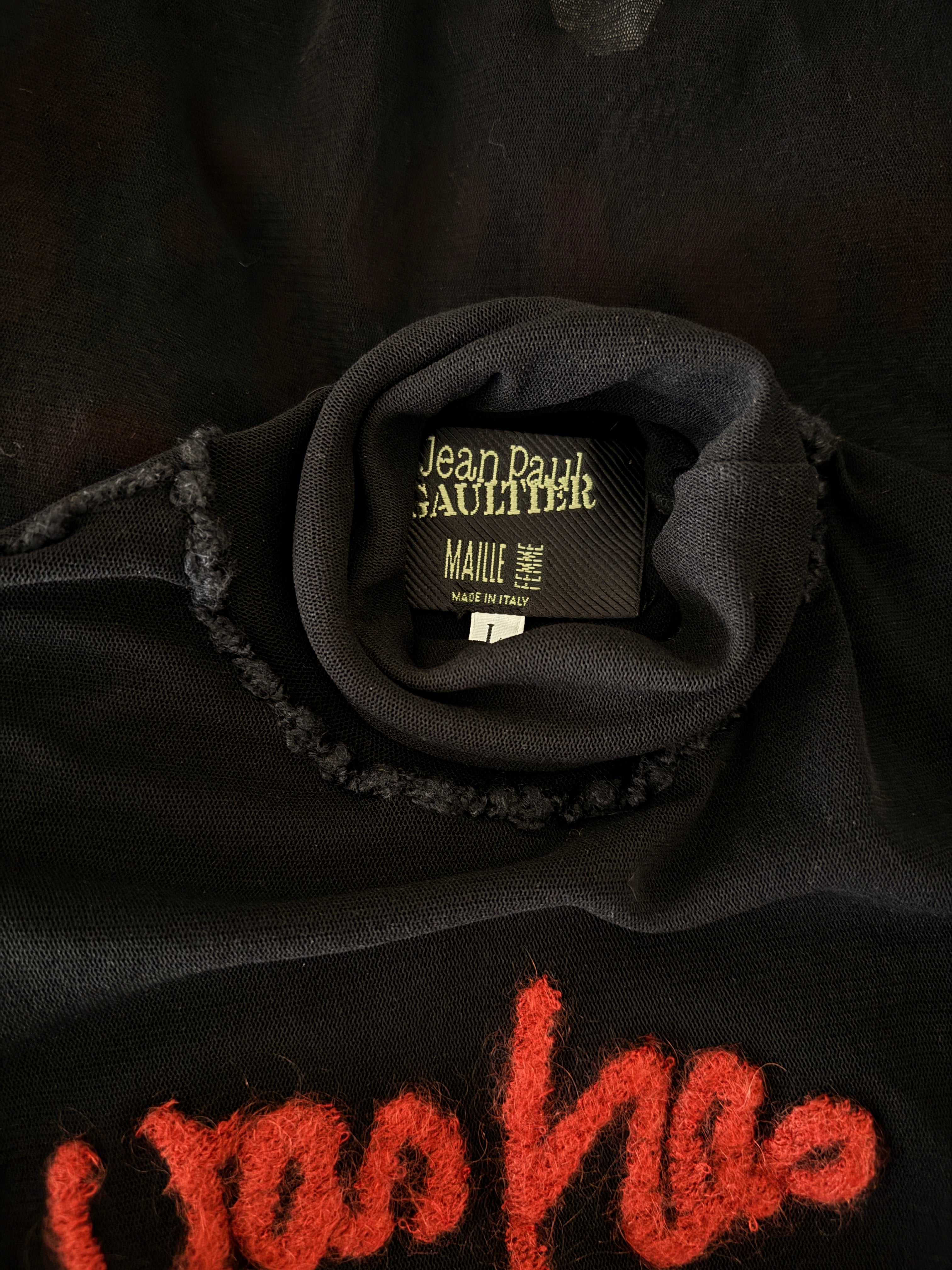 JEAN PAUL GAULTIER Top Mesh Maille noir taille L