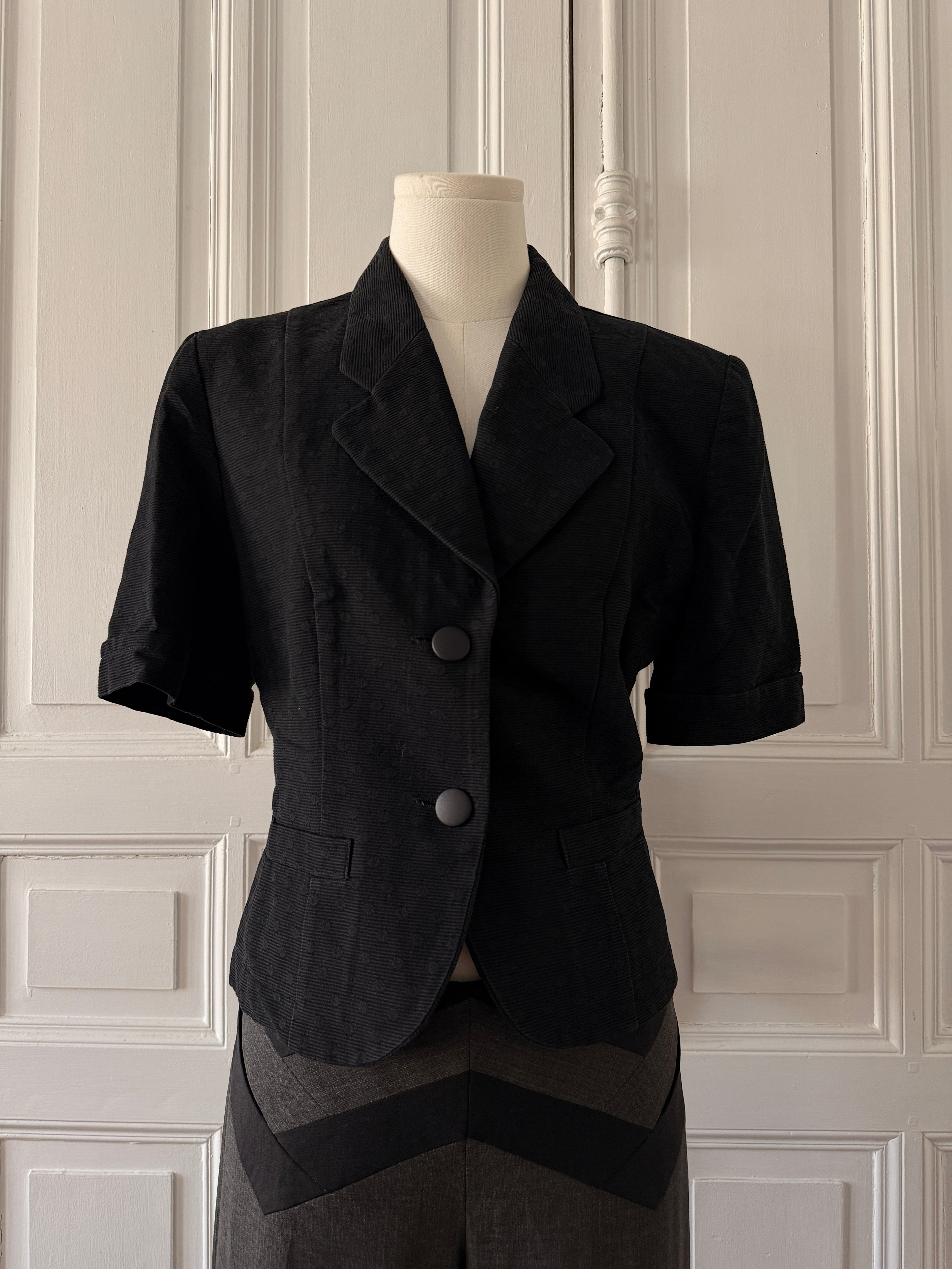 SPORT'S WEILL Veste manche courte coton noire à épaulettes taille 38