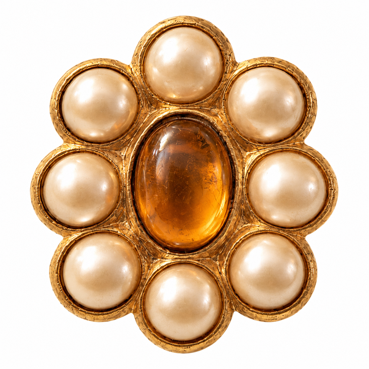 VINTAGE Broche plaque or