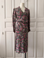 VINTAGE Hand made tailleur jupe imprimé fleuri taille 36/38