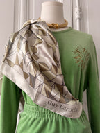 GUY LAROCHE foulard beige vert anis pastel multicolore