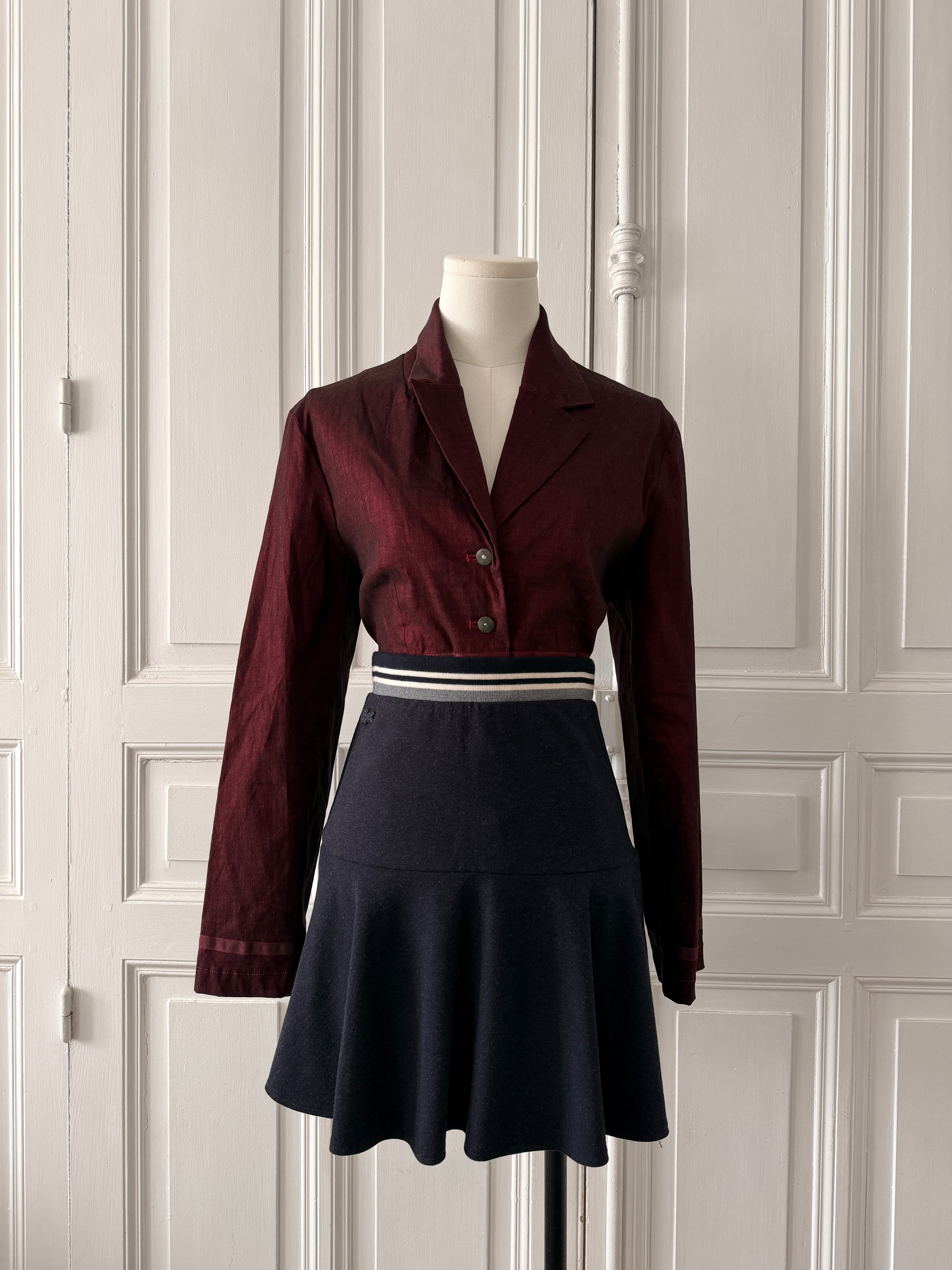 Y2K Veste en toile élastique rouge taille 40