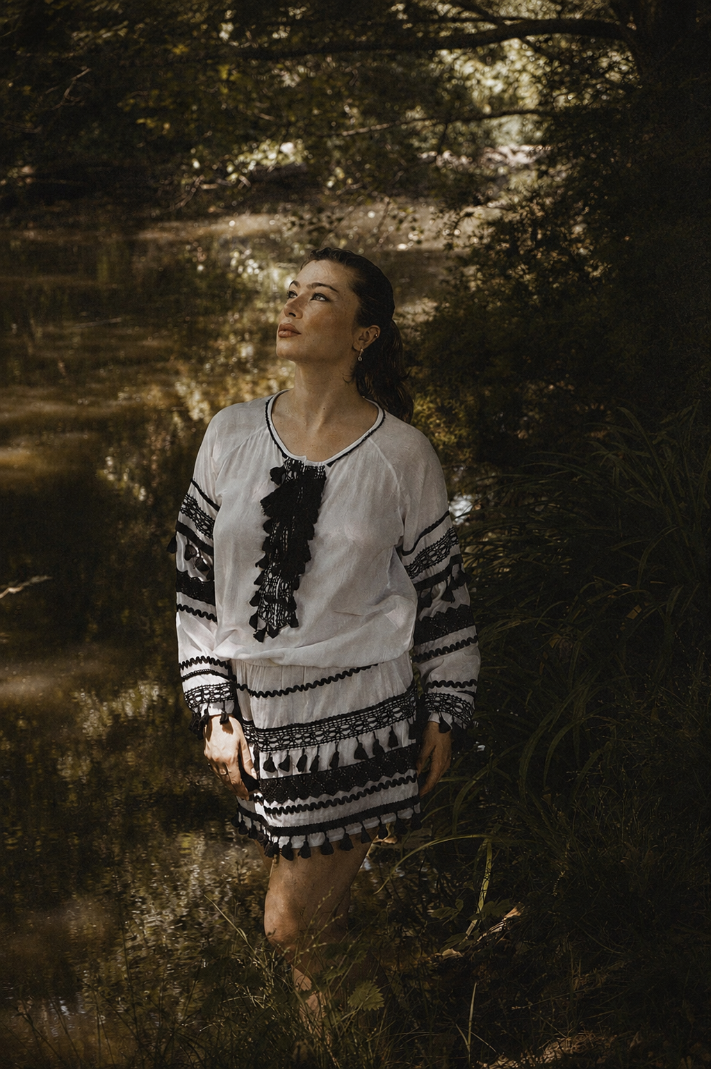 DODO BAROR Robe tunique en coton blanche brodée 36