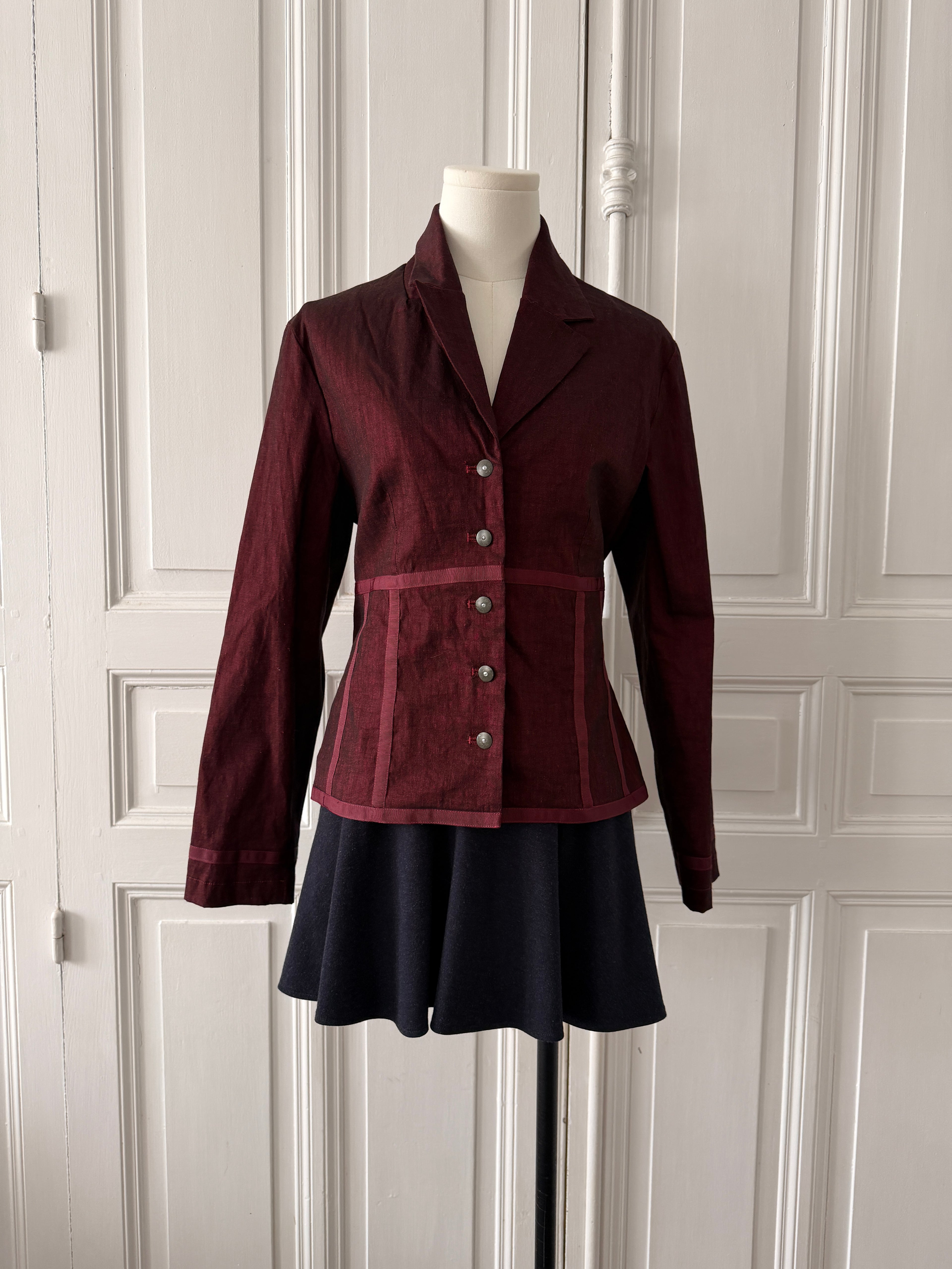 Y2K Veste en toile élastique rouge taille 40
