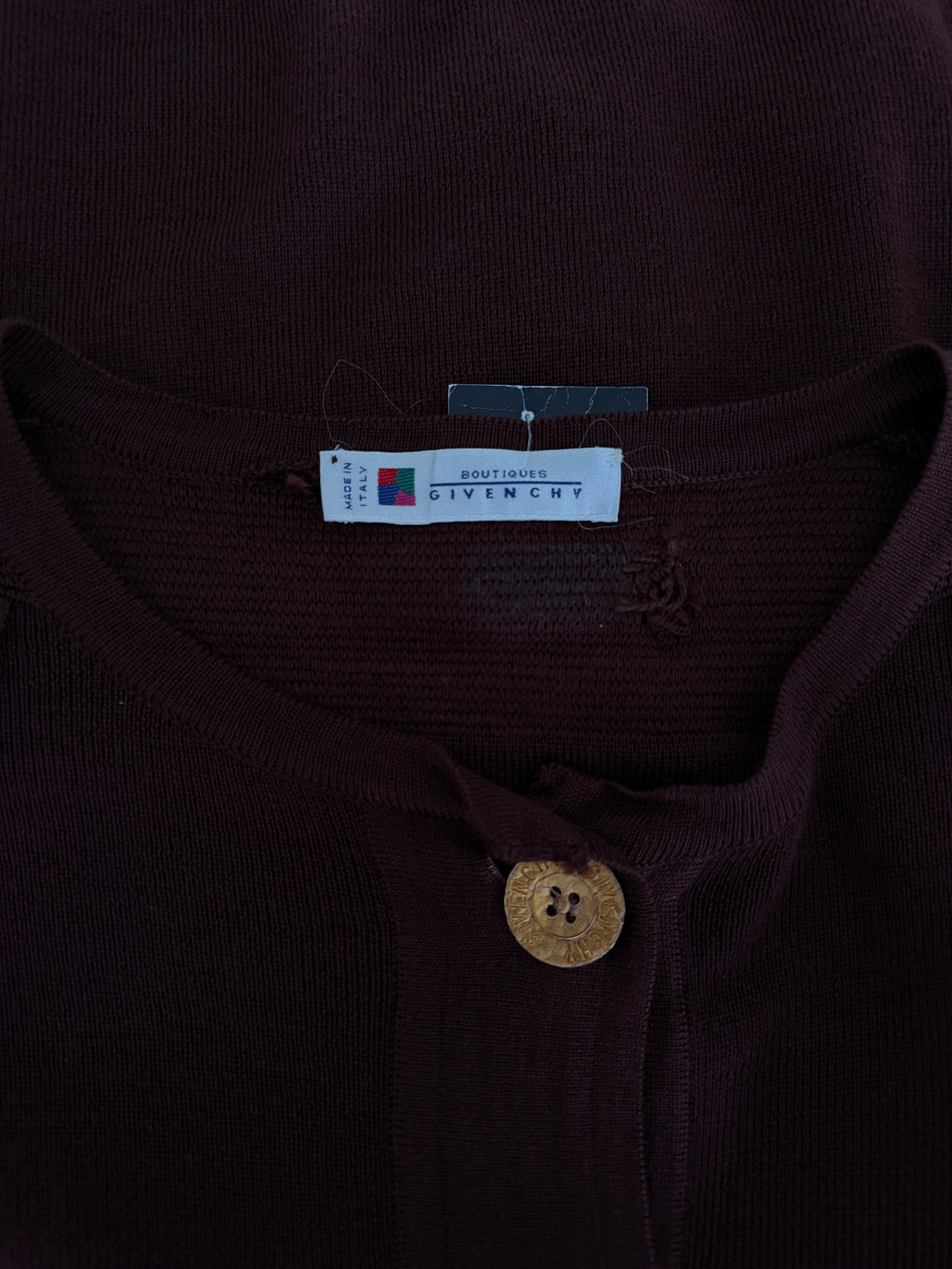 GIVENCHY boutiques veste cardigan/ pull en laine marron boutons dorés