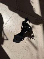 ROBERT CLERGERIE sandales cuir et satin fleurs brodées 38