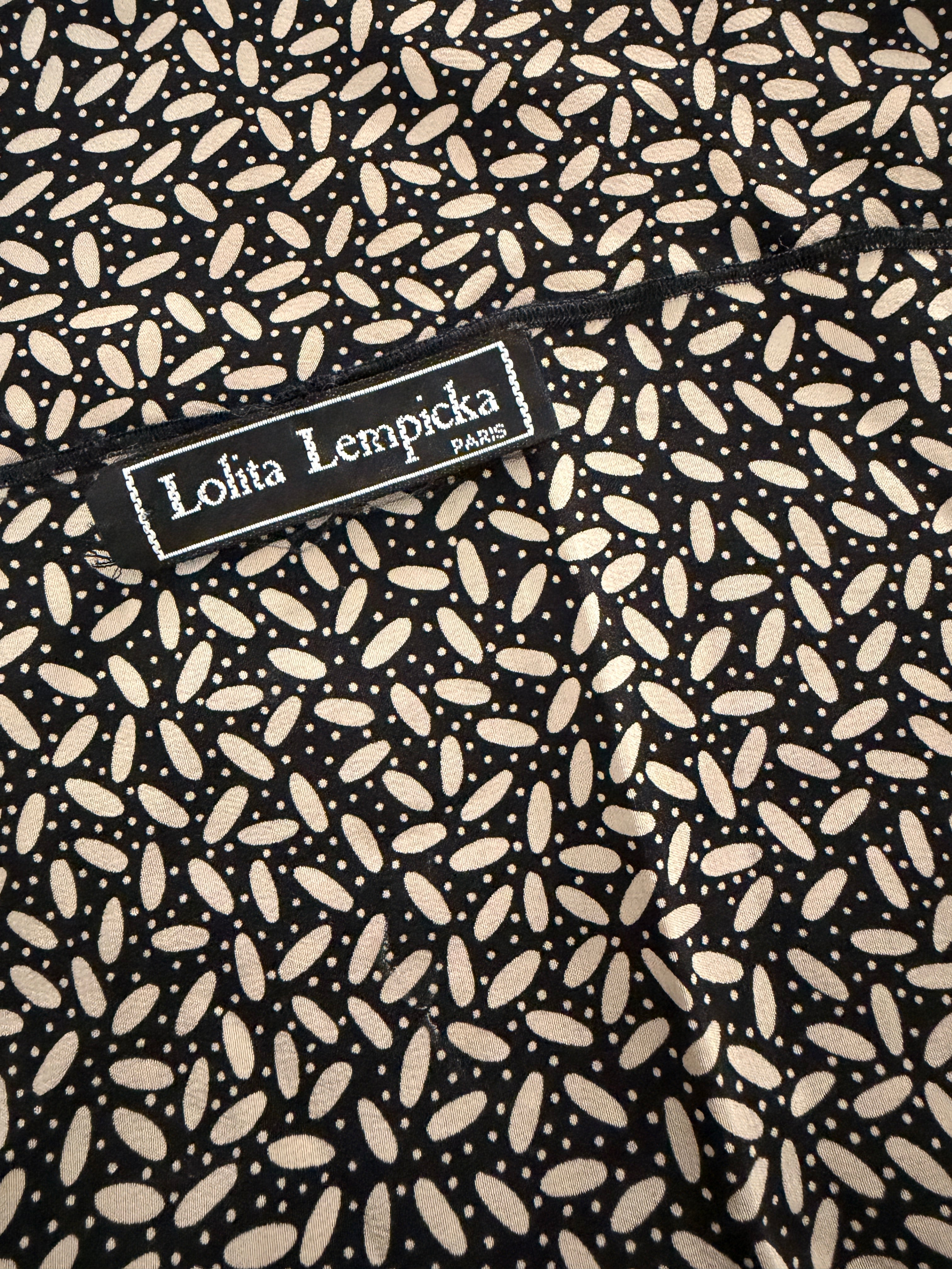 LOLITA LEMPICKA Paris petit foulard façon de poche en soie noir et écru