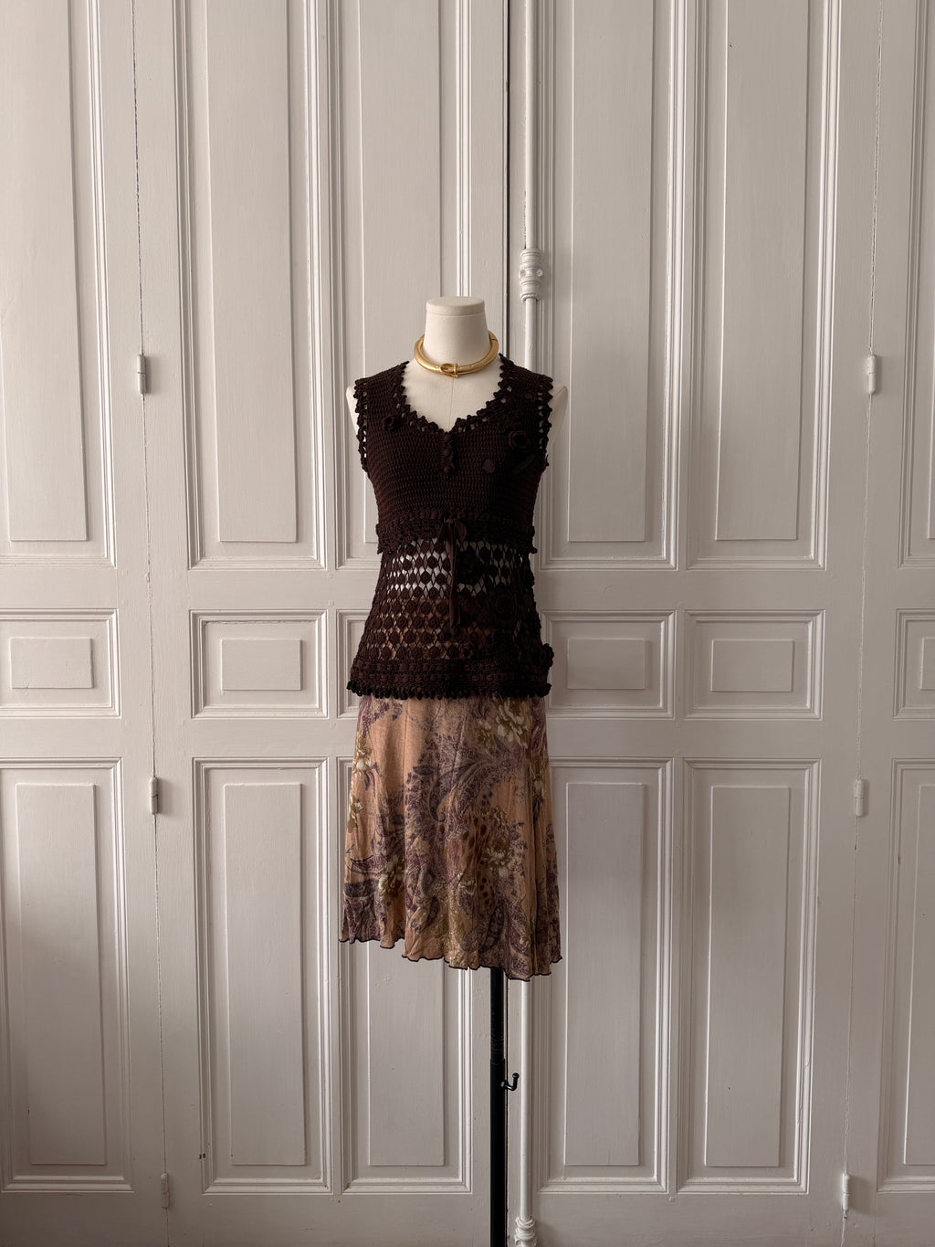 KENZO top débardeur en crochet marron taille S