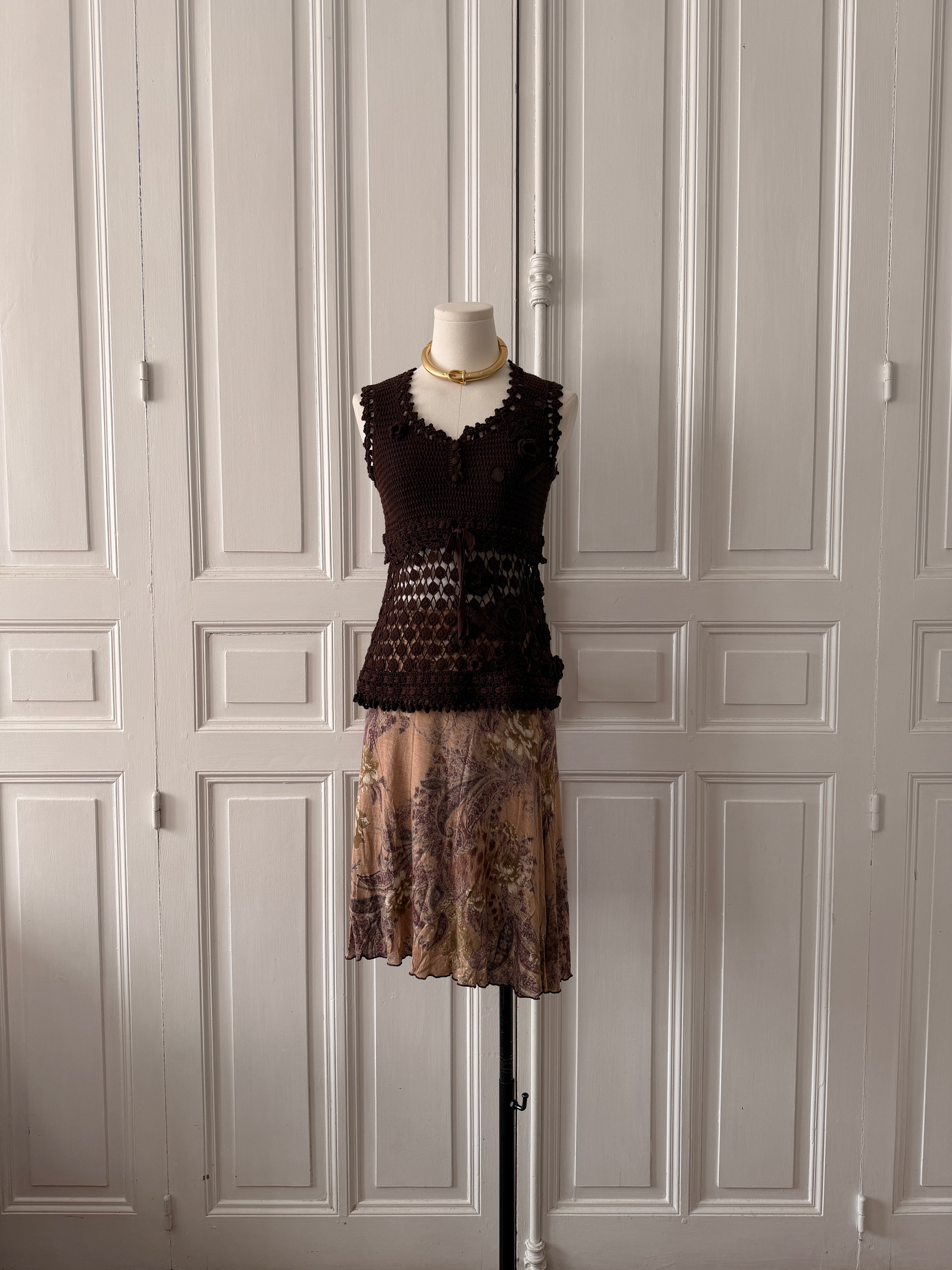 KENZO top débardeur en crochet marron taille S
