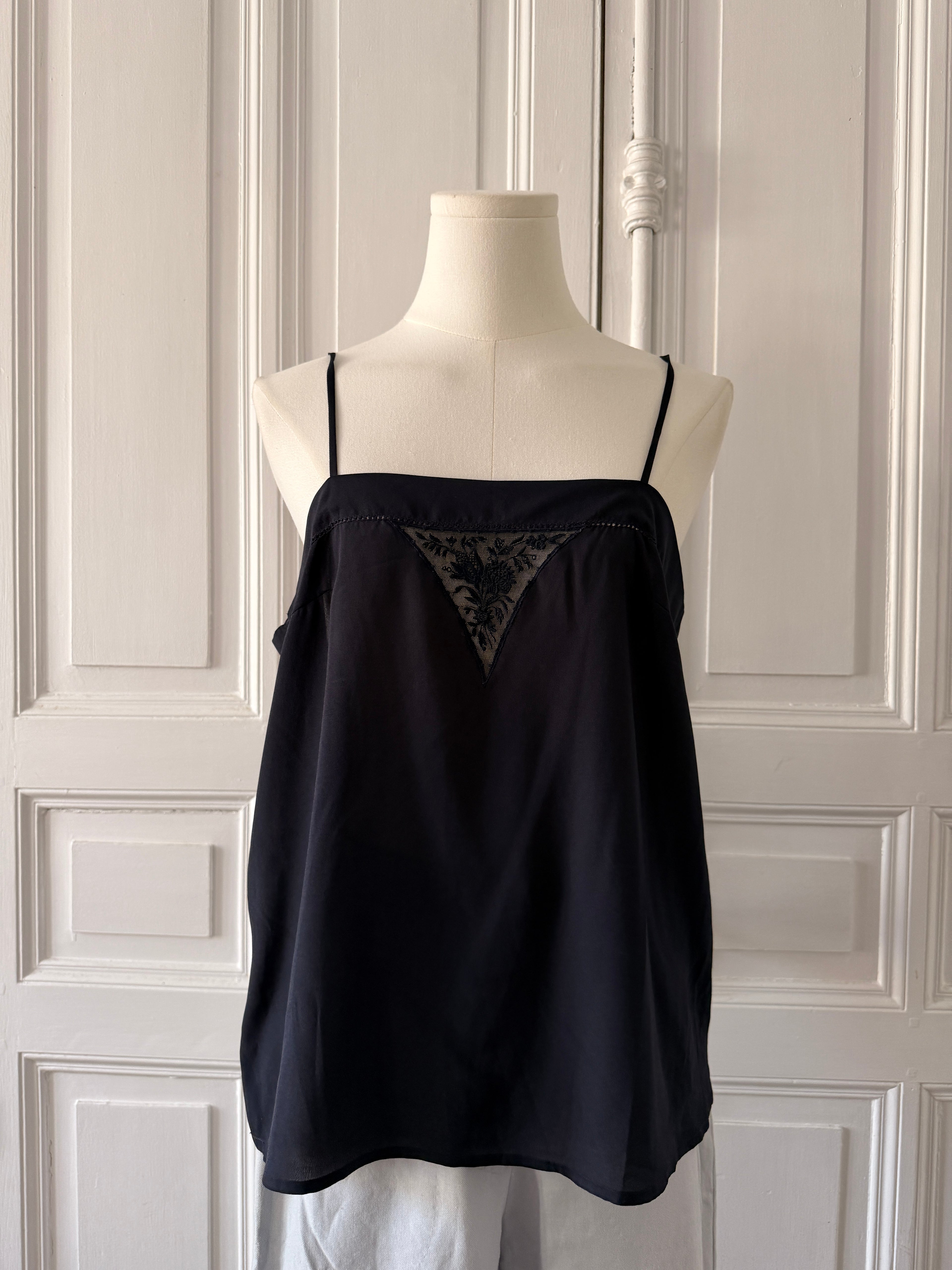 BLEU MARINE DESIGN top à bretelle dentelle taille 38
