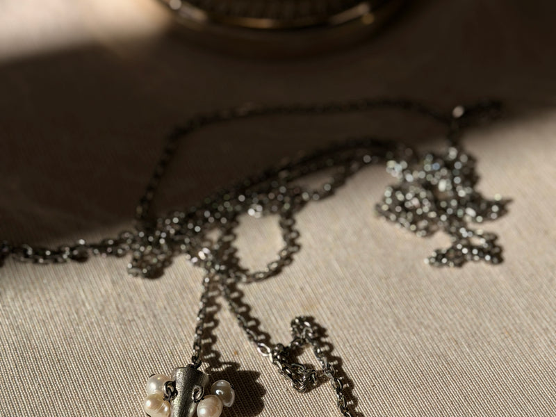 BALENCIAGA- Collier chaine et perles (assorti aux boucles)