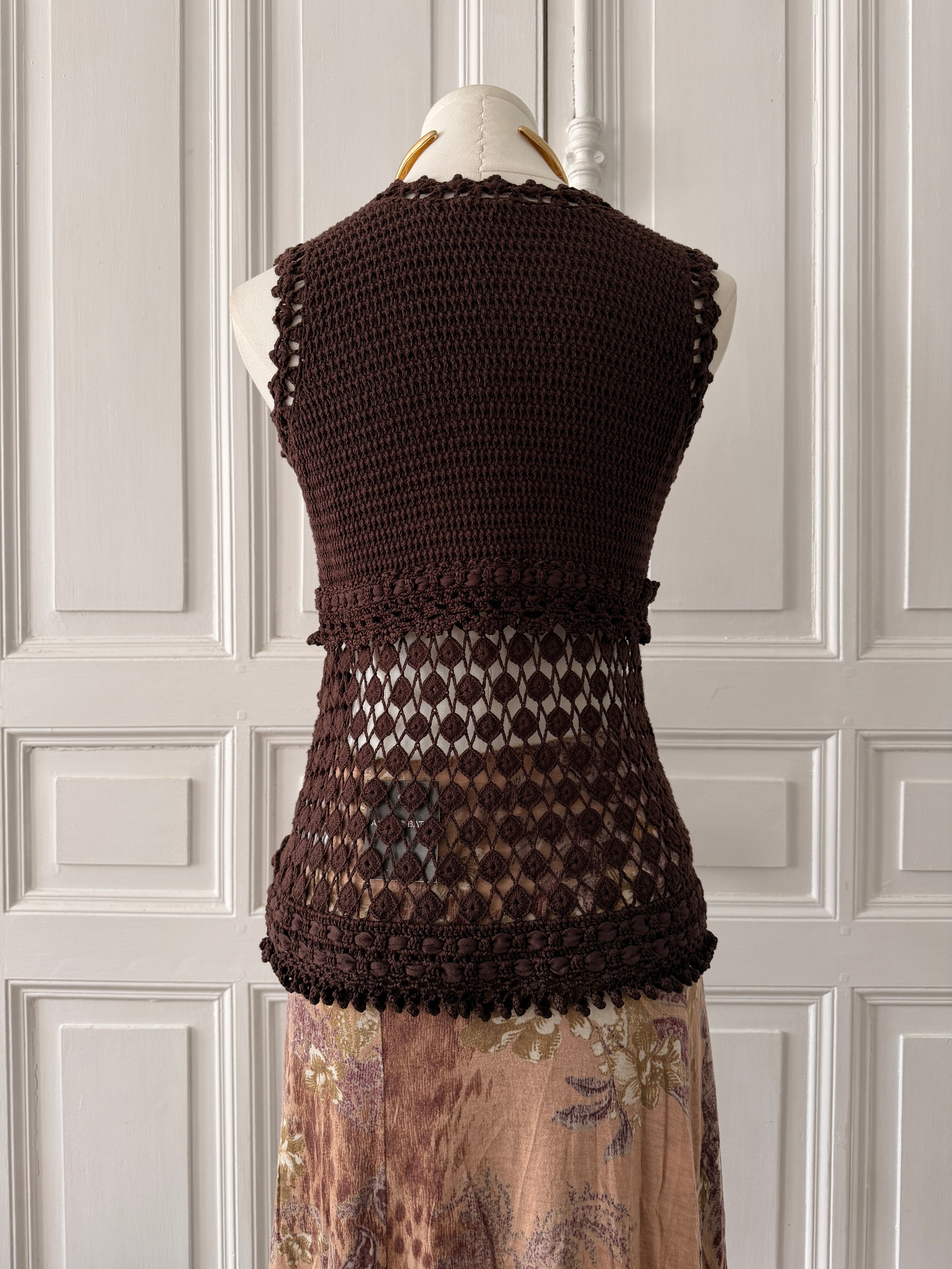 KENZO top débardeur en crochet marron taille S