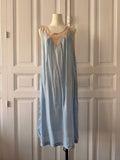 VINTAGE robe bleu cousue main dentelle beige taille 40