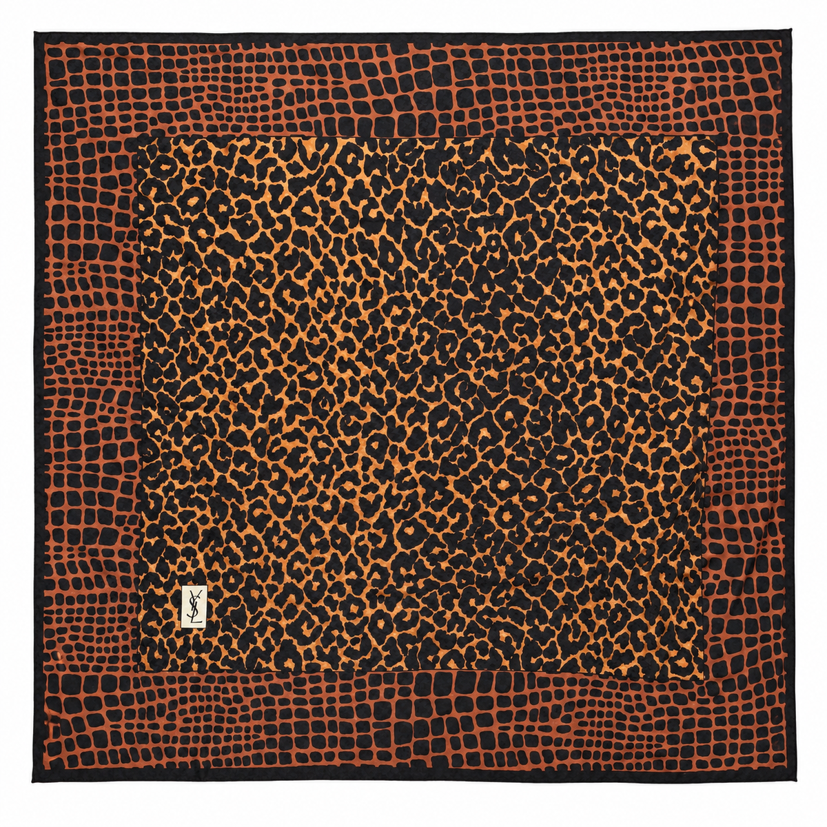 YSL Foulard de soie imprimé léopard