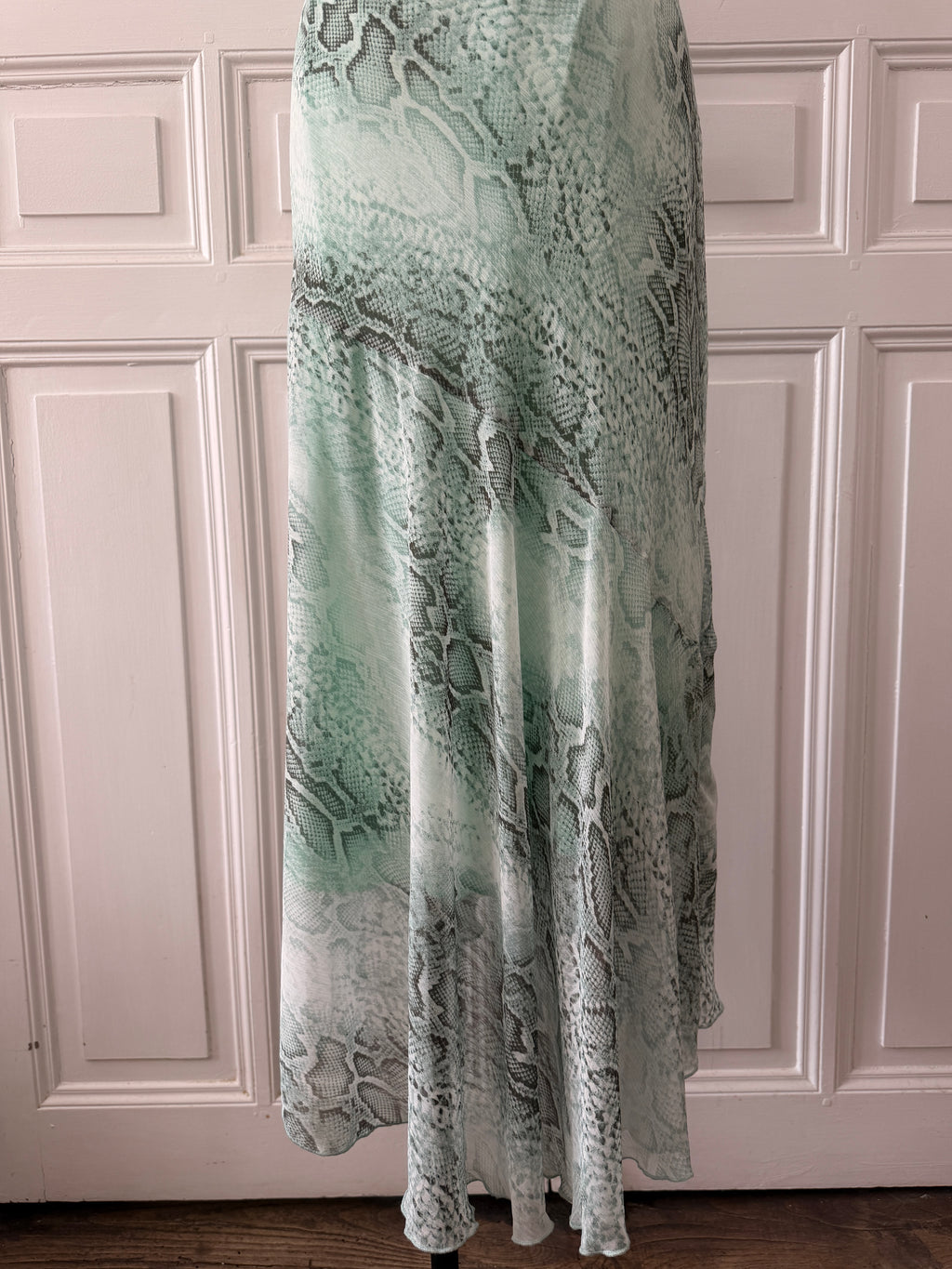 Y2K VINTAGE robe imprimée python bleu Tiffany, designer londonien taille 38