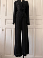 ANN DEMELEUMEESTER Ensemble tailleur pantalon en laine noire taille 38