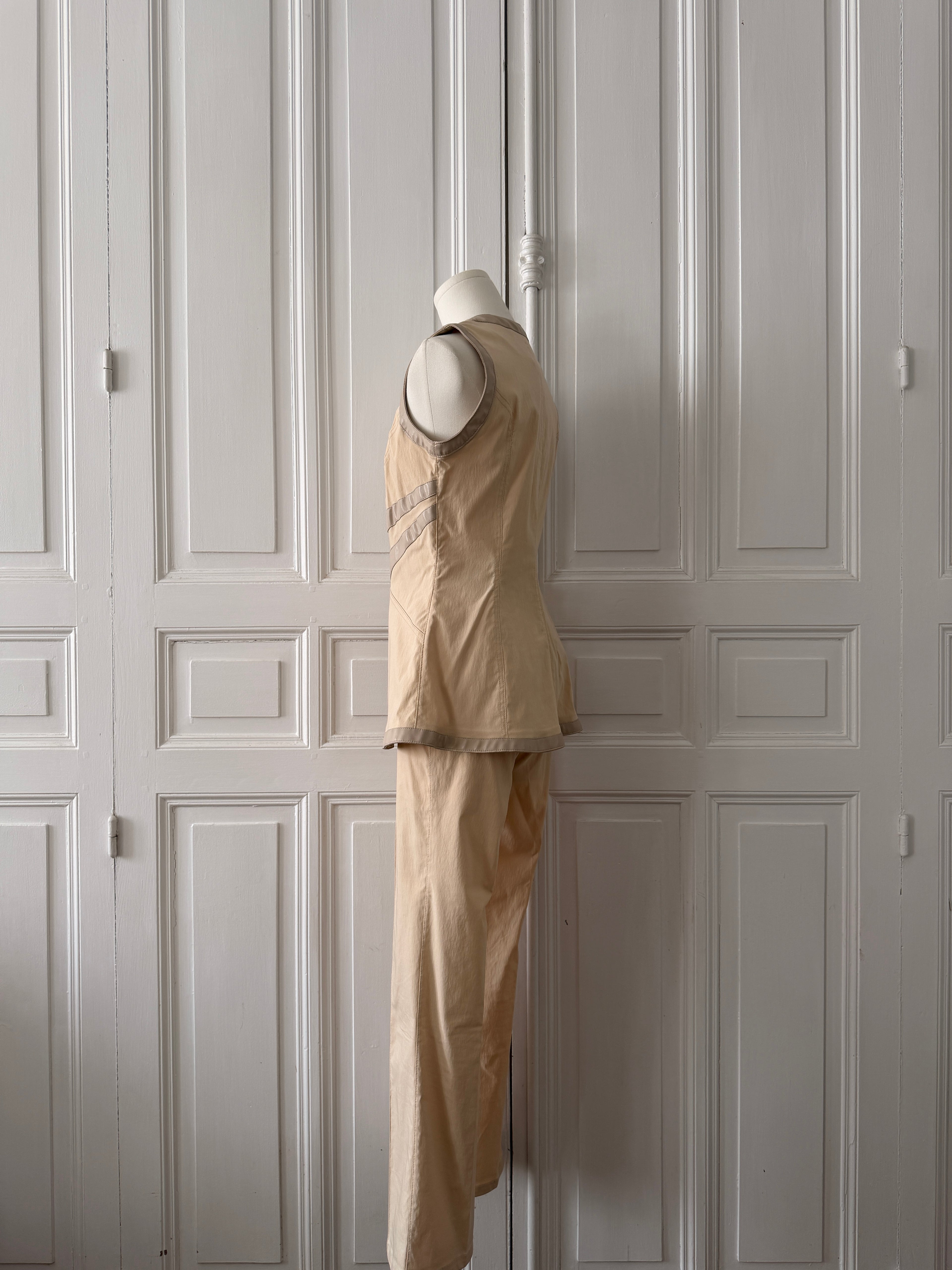 ROMÉO POUR JULIETTE Ensemble tailleur pantalon 2000s beige taille 36
