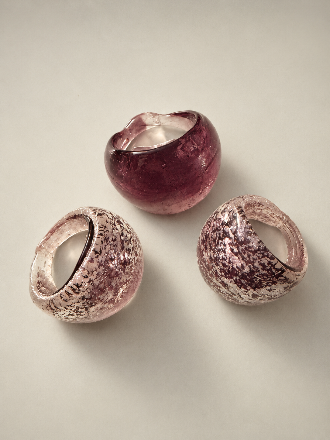 VINTAGE Bagues en verre multicolore