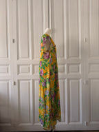 CHAKOK Ensemble pantalon tunique biais doré fleuri jaune taille 38