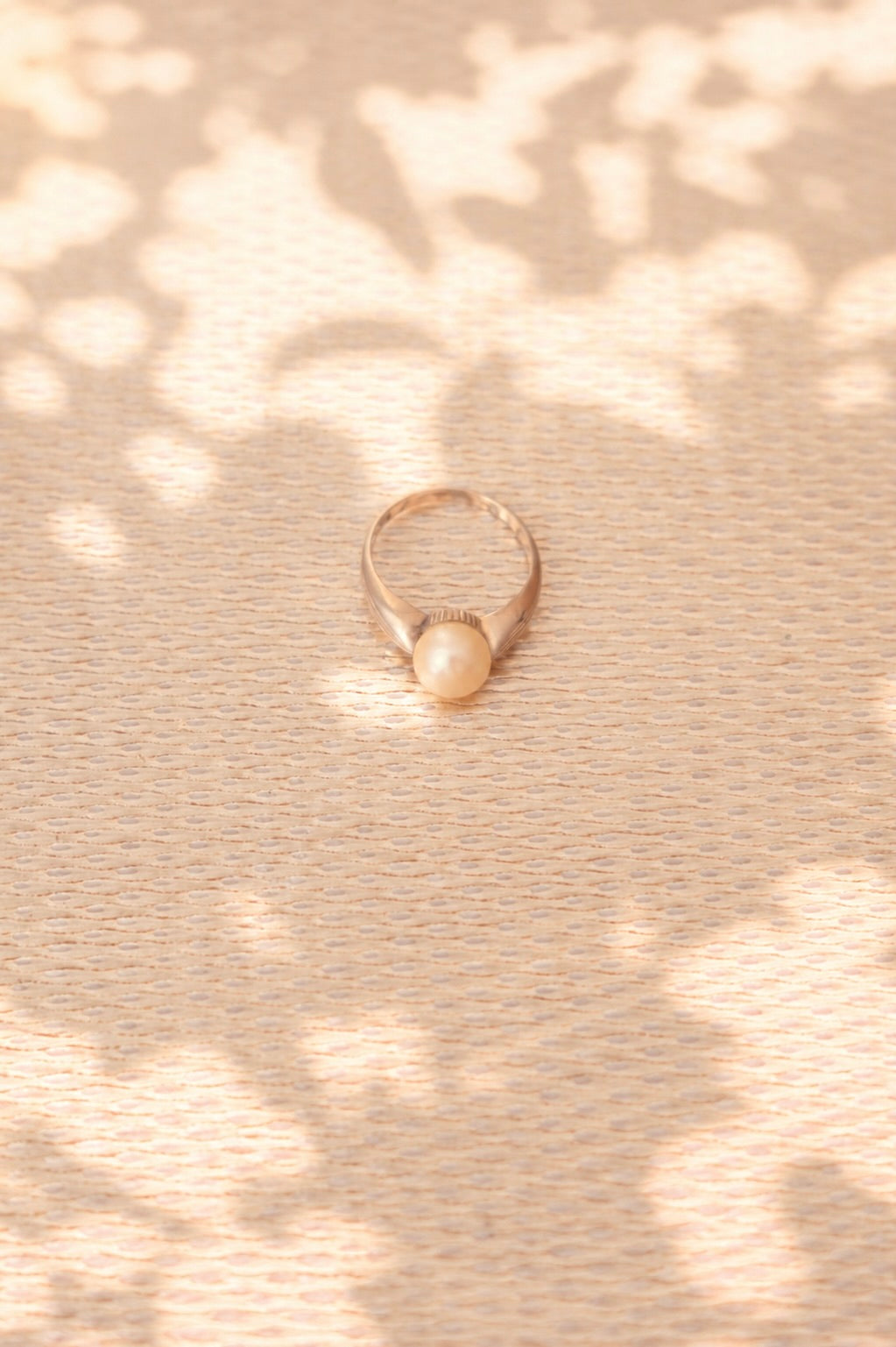VINTAGE Bague en platine avec perle fine