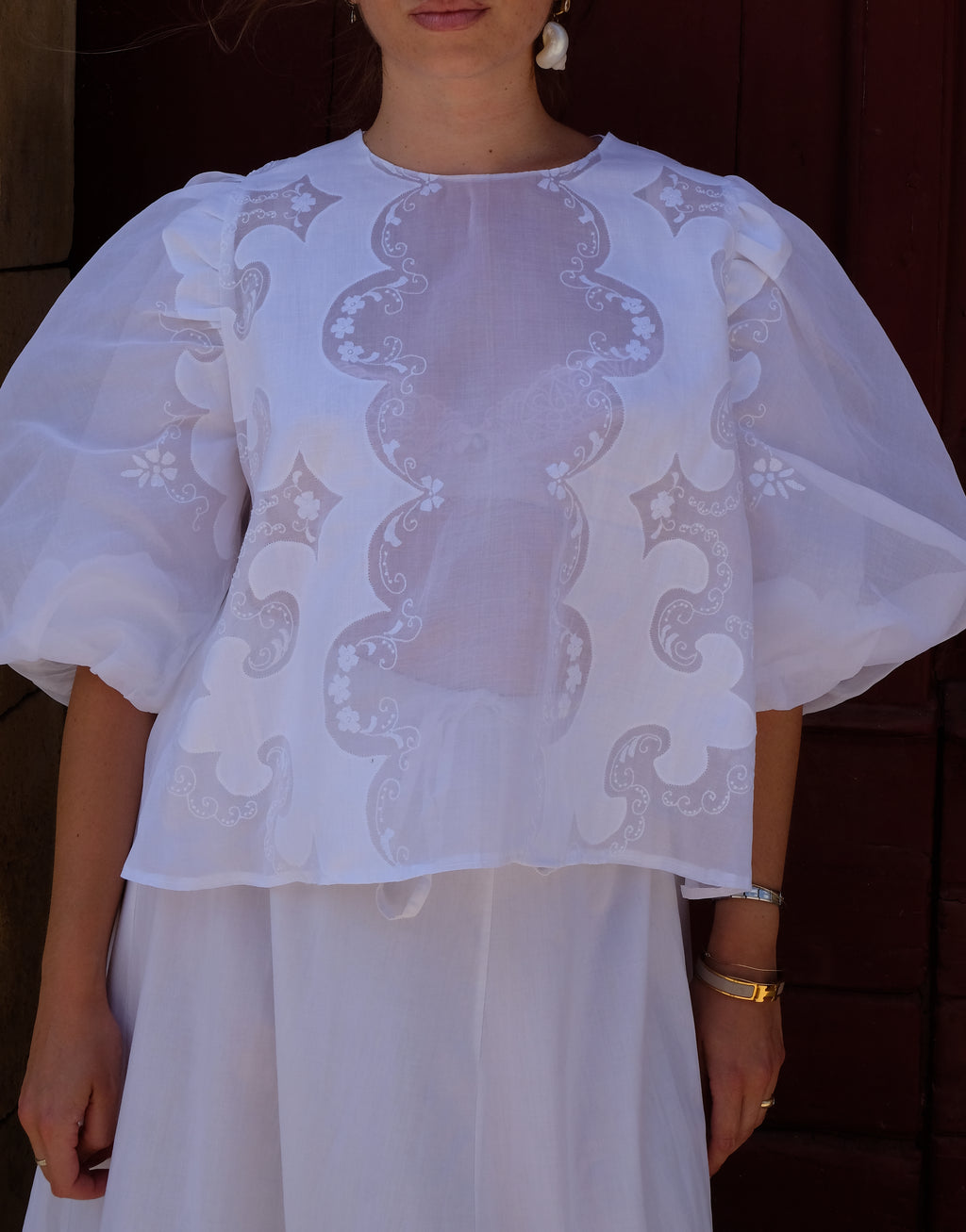 EMMA VERDIER KREMER Blouse Héritage en organza motif devant