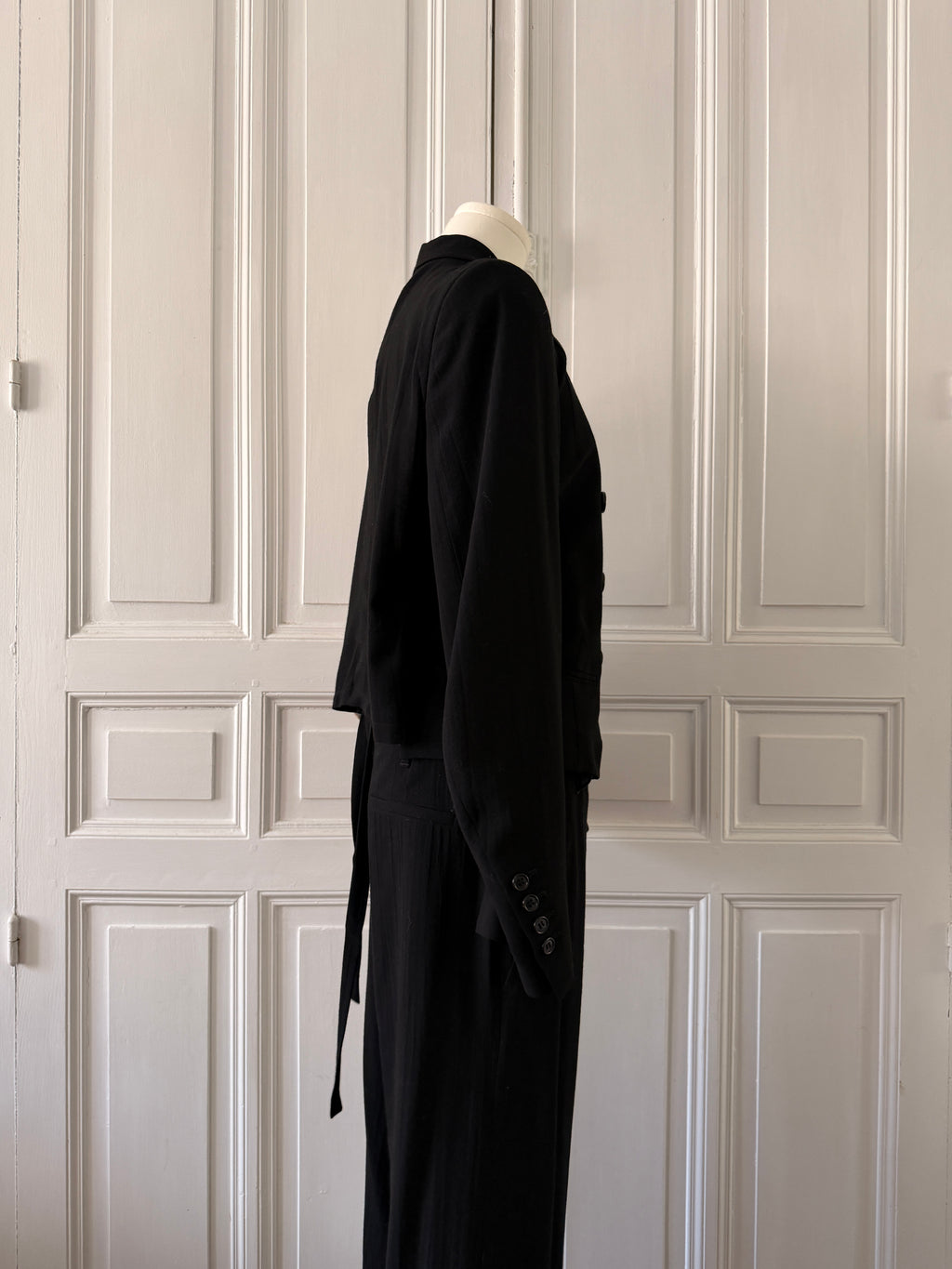 ANN DEMELEUMEESTER Ensemble tailleur pantalon en laine noire taille 38