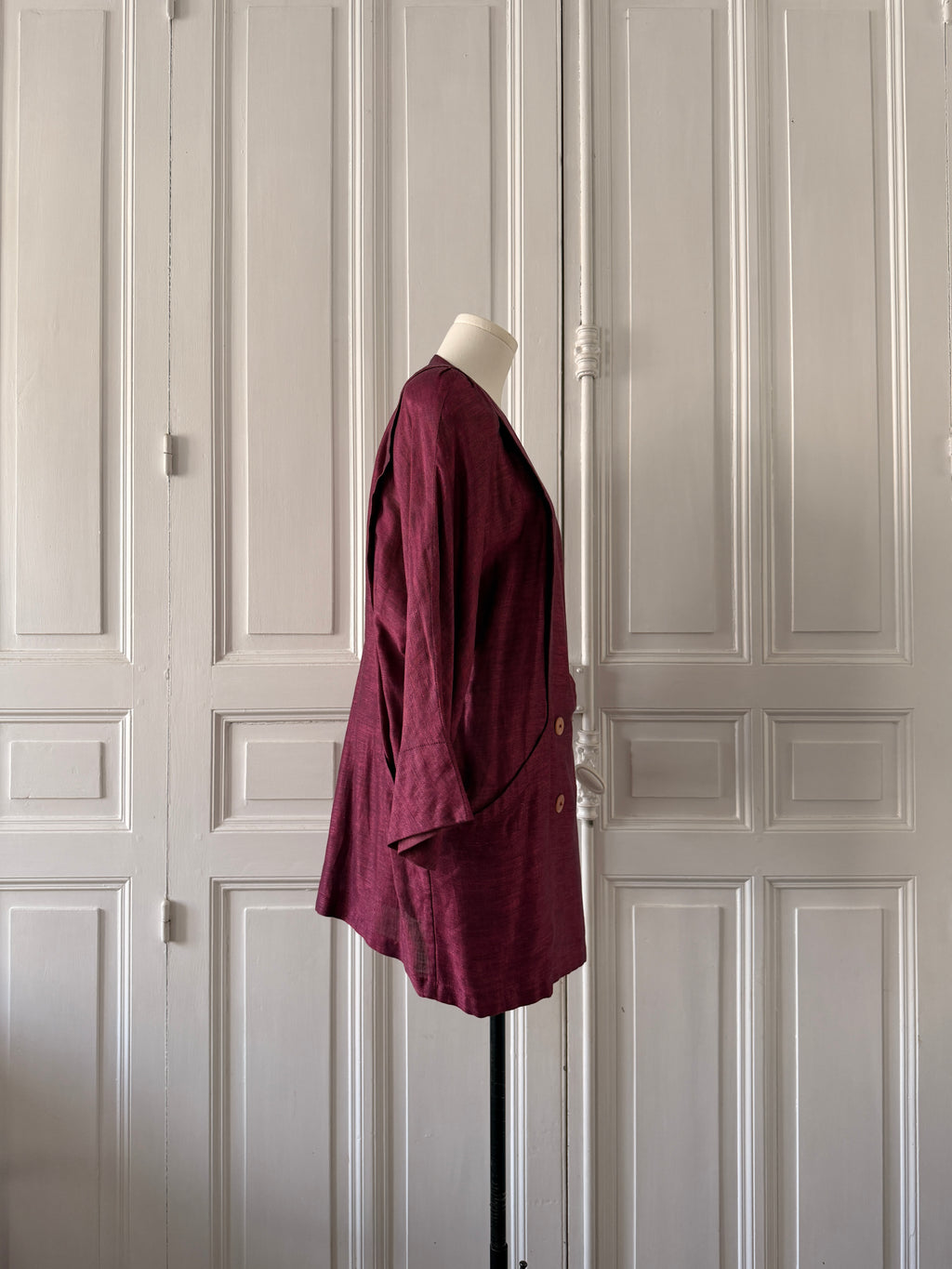 VINTAGE Blazer violet lin et coton année 80 taille 44