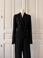 ANN DEMELEUMEESTER Ensemble tailleur pantalon en laine noire taille 38