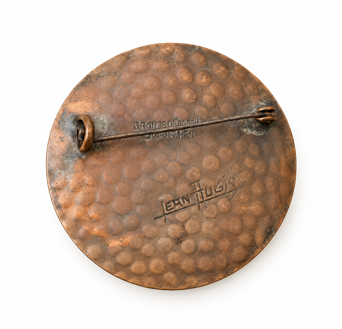 BRONZE Jean AUGIS Broche art déco en bronze émaillé comme des perles