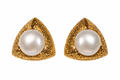 VINTAGE Clips dorés perle d’imitation blanche