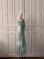 Y2K VINTAGE robe imprimée python bleu Tiffany, designer londonien taille 38