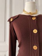 GIVENCHY boutiques veste cardigan/ pull en laine marron boutons dorés