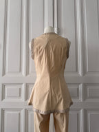 ROMÉO POUR JULIETTE Ensemble tailleur pantalon 2000s beige taille 36