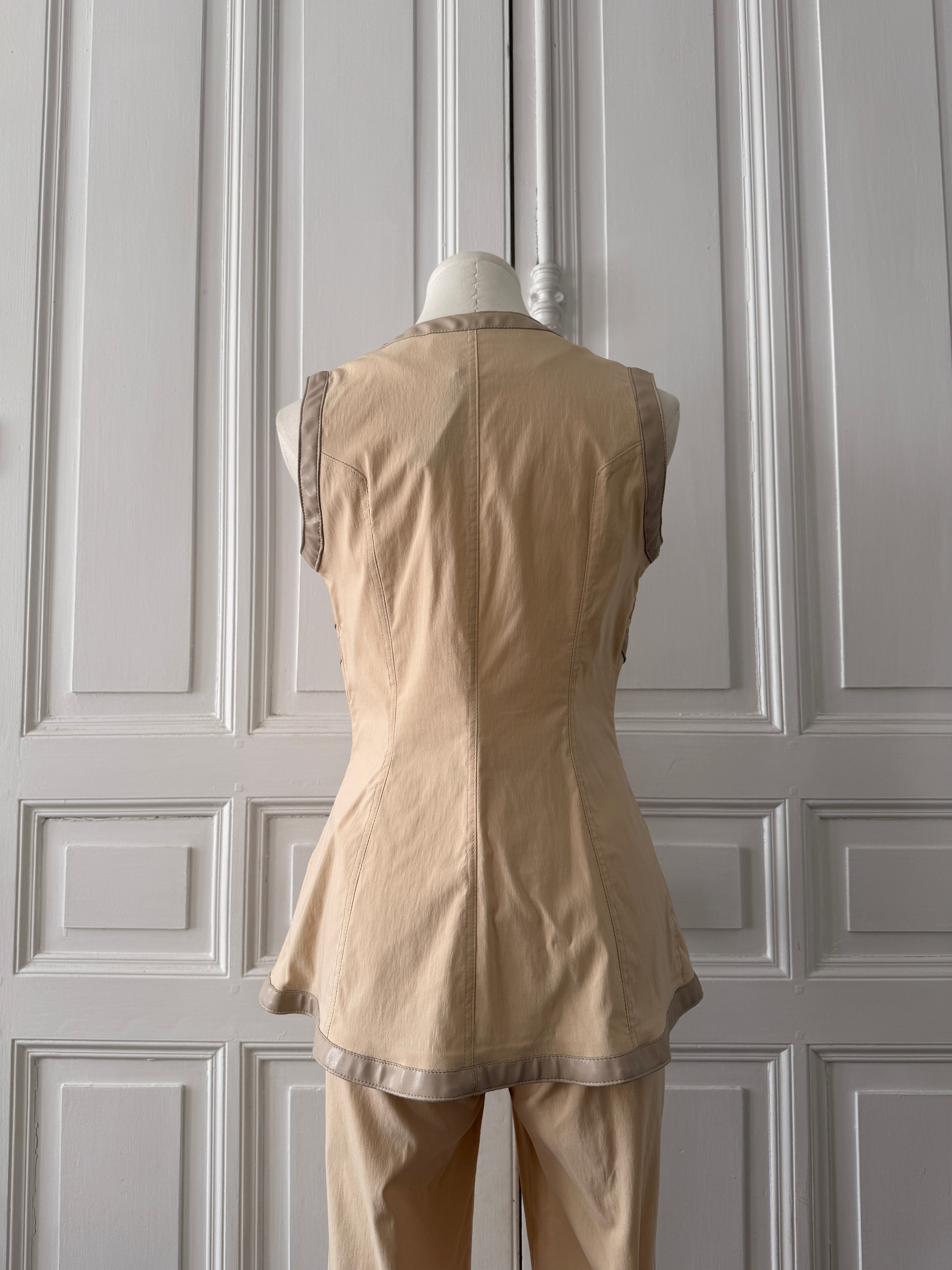 ROMÉO POUR JULIETTE Ensemble tailleur pantalon 2000s beige taille 36