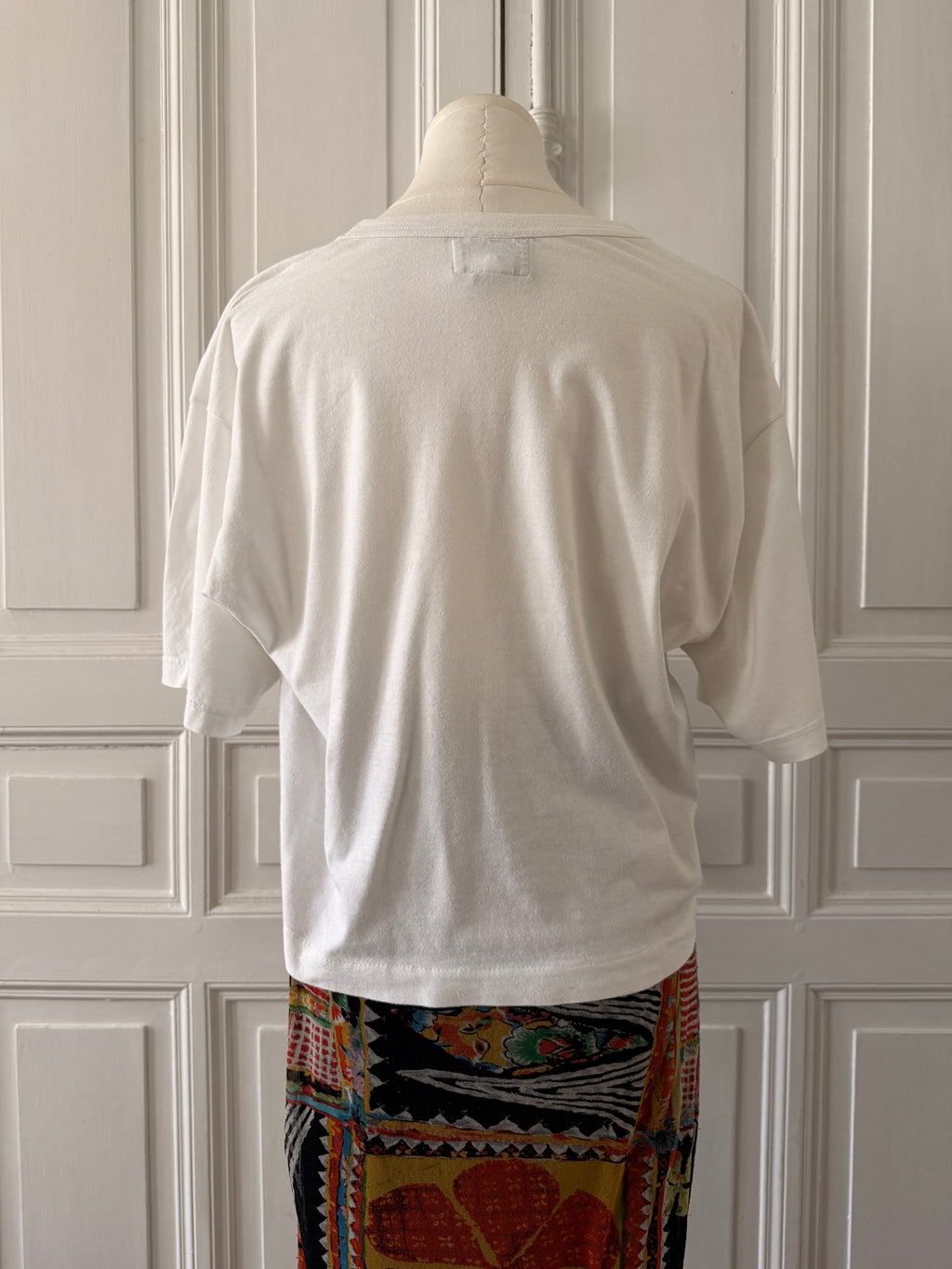 KENZO t-shirt cropped blanc imprimé brodé de perles taille L