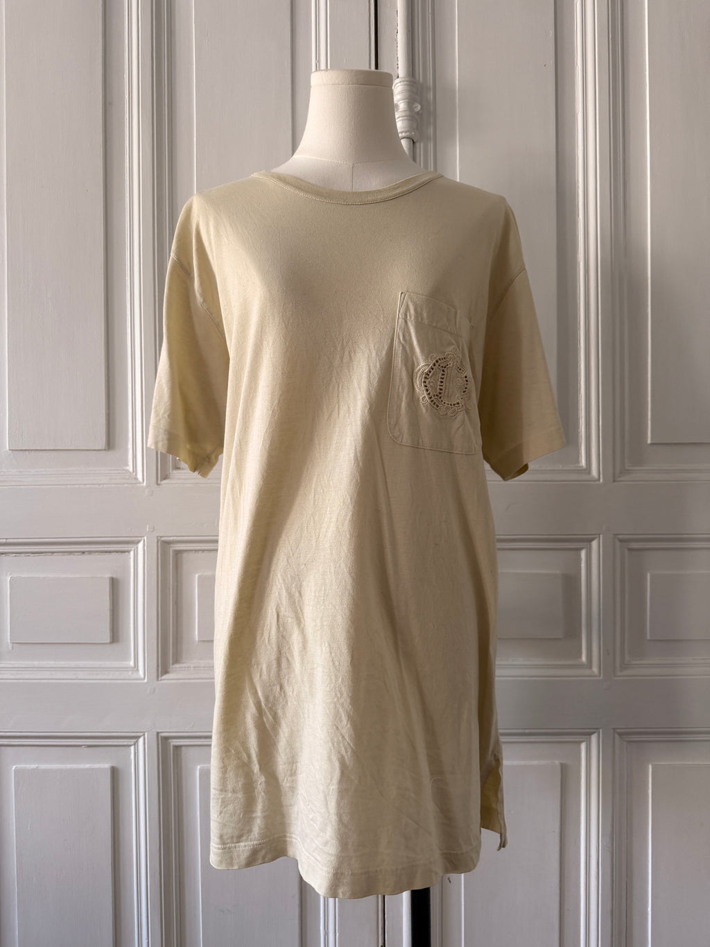 CHRISTIAN DIOR T-shirt en coton beige taille 42