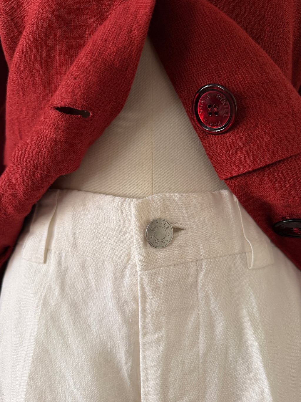 HERMES Bermuda short chino pantalon court en lin blanc taille 38