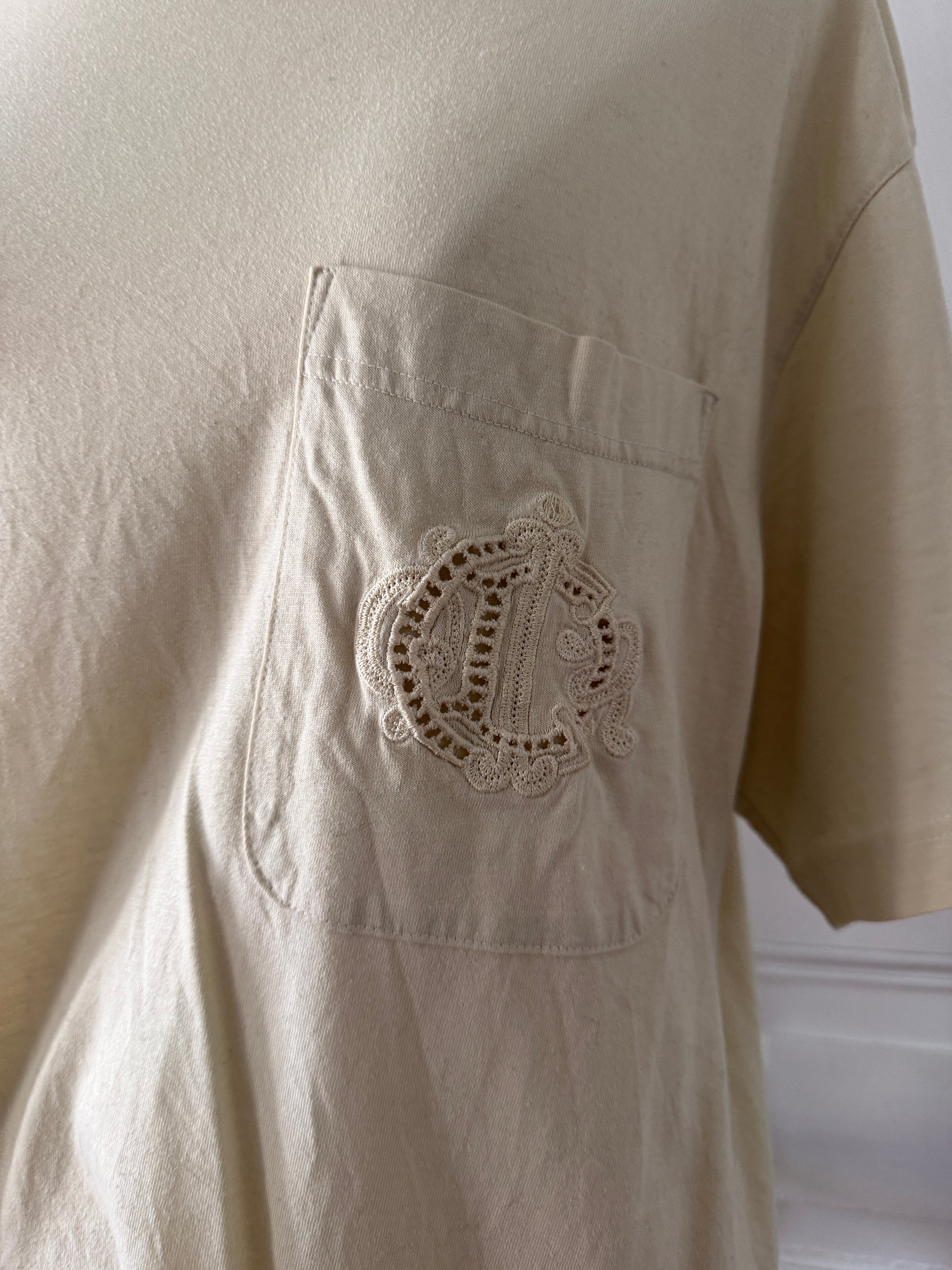 CHRISTIAN DIOR T-shirt en coton beige taille 42