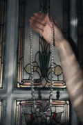 VINTAGE sautoir perles transparentes