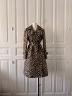 GEORGES RECH trench imprimé animal jacquard bouton marbré important épaulette taille 36
