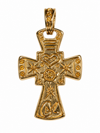 CHRISTIAN LACROIX Pendentif esprit hiéroglyphes plaqué or